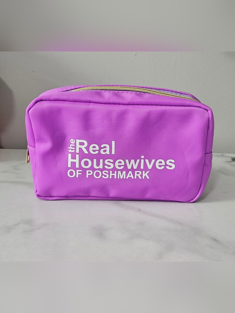 Purple/White "The Real Housewives Of Poshmark" Nylon Cosmetic Pouch w/ Zipper
